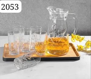 7 PCS Water Set – 1.8l Glass Jug With 6 Glasses,