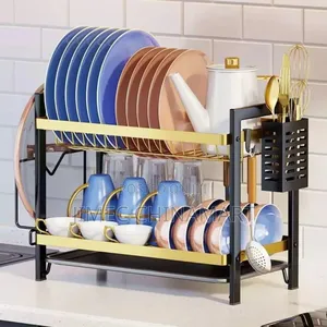 2-Tier Black/Gold Dishrack