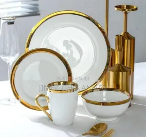 24-Piece Gold Line Ceramic Dinner Set