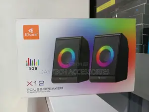 Kisonli X12 Multimedia Pc Usb Speaker With Colorful RGB Lights - Black