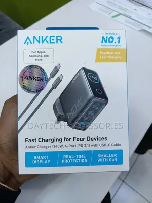 Anker 140w Usb-C Gan Charger With 4-Port Fast Charging Ports.