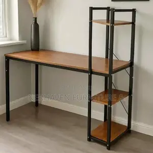 Metal Study Desk With Integrated Side Shelves