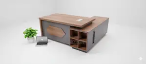 Professional 1.8m L-Shaped Office Table With Solid Top
