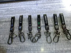 Styling Leather Strap Car Logo Branded Key Holder