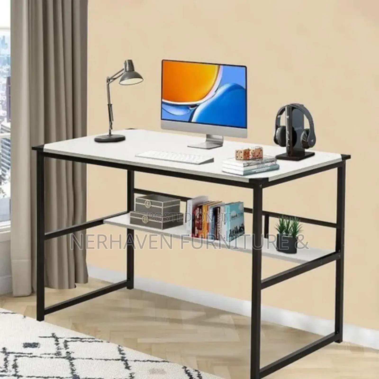 Metal Study Desk With Convenient Under Storage
