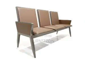 Modern 3-Seater Pu Padded Brown Bench