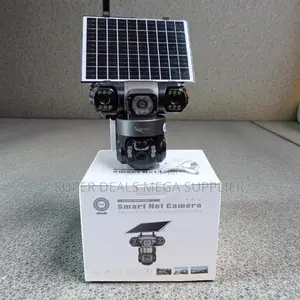 Colored Night Vision 4g PTZ Rotating Triple Lens Solar CCTV Camera