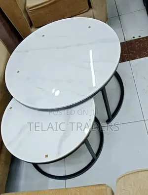 2 in 1 Pure Marble Table With Black Stand