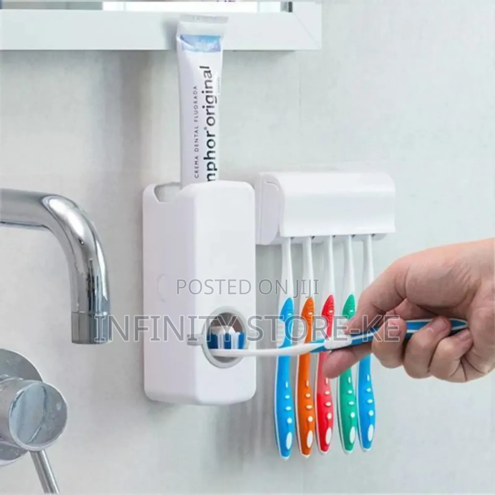 Toothpaste Dispenser and Toothbrush Holder Set