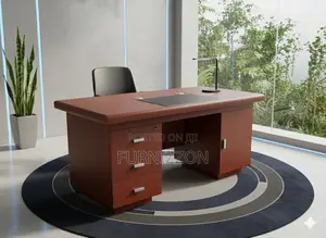 Space-Saving Wooden Office Desk With Drawers