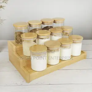 12pcs Glass Spice Jars With Bamboo Lid