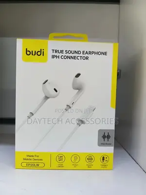 This Is a Budi Ep20lw Wired Earphone With a Lightning Connector.