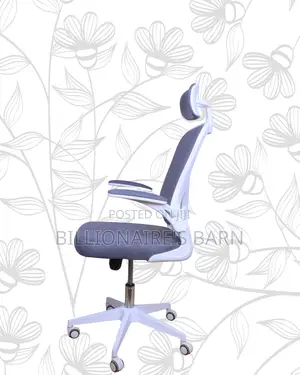 White Ergonomic Office Chair—Office-Ready Style, Neck Support Headrest
