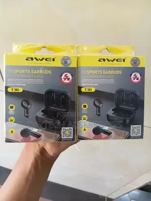 The Awei T36 True Wireless Sports Earbuds in Black.