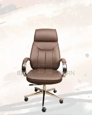 Brown High-Back Executive Chair | Smooth Movement, Strong Chrome Base