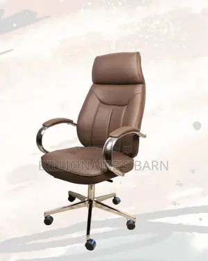 Brown High-Back Executive Chair | Smooth Movement, Strong Chrome Base