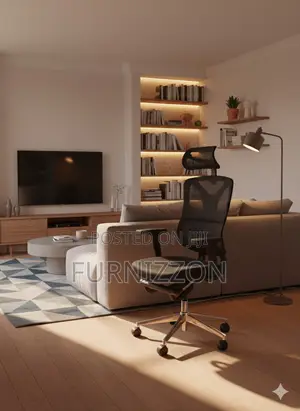 Black Mesh Office Chair With Headrest and Adjustable Seat