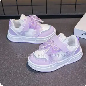 Girls Cute Pearl Bow Purple Sneakers 26-37