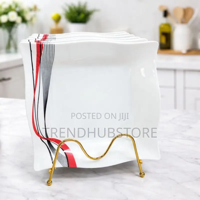 Price Drop! 6pcs Square Melamine Dinner Plates Durable Stylish