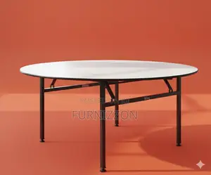 1.6 Meters Diameter Wooden Foldable Rounded Table With Steel Legs