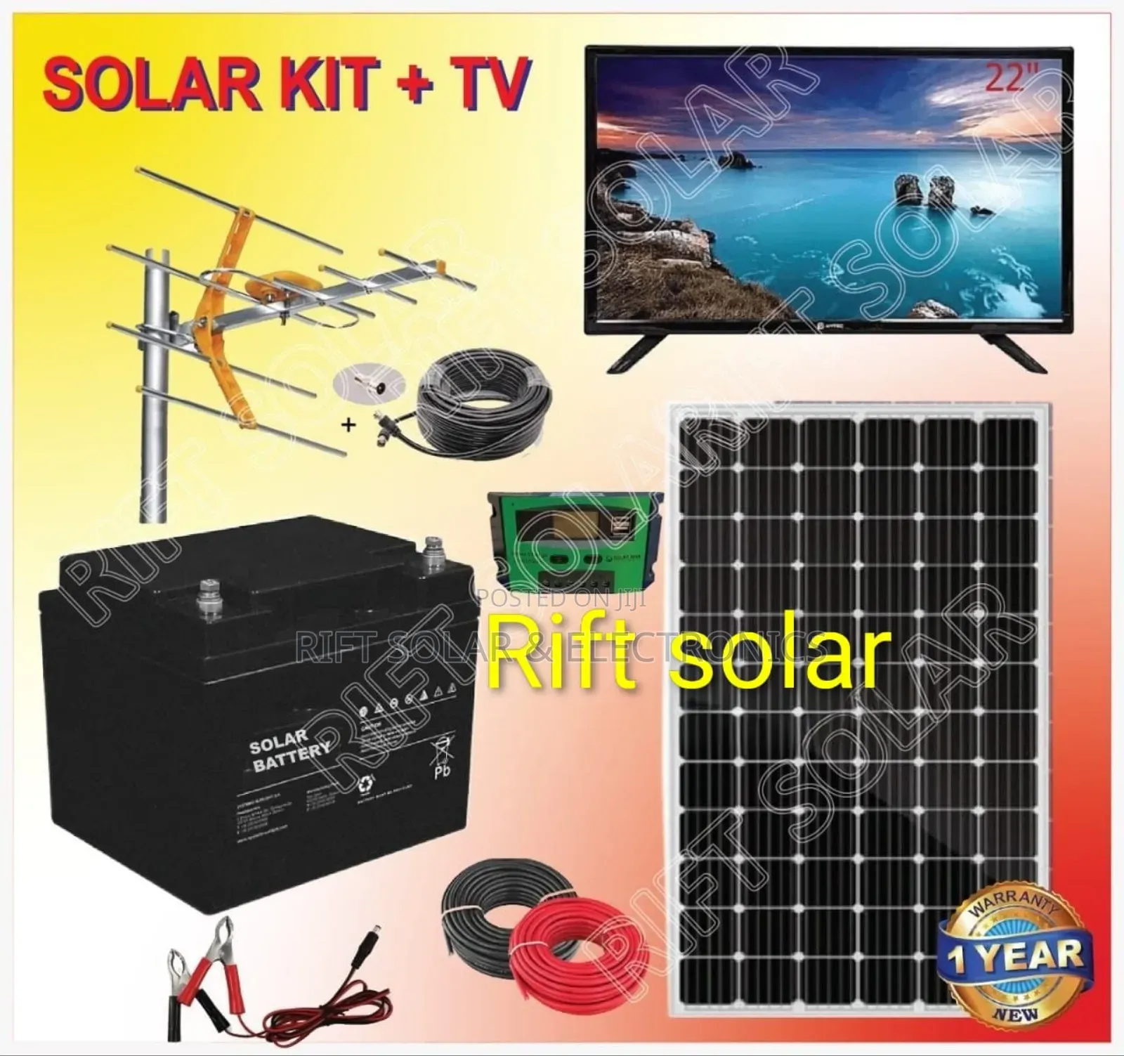 200w Solar - 120ah Battery - 20a Controller - 22" Digital Tv Full Kit