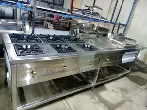 6 Burner Commercial Combined Cooker With Fryer and Gas Griddle