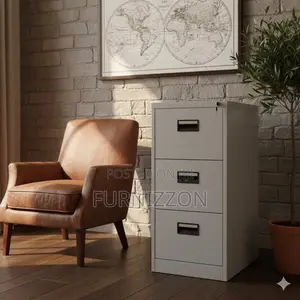 . Modern 3-Drawer Metallic Office Cabinet