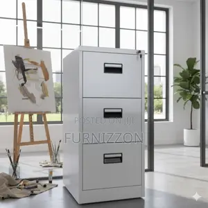 Compact 3-Drawer Metallic Office Cabinet