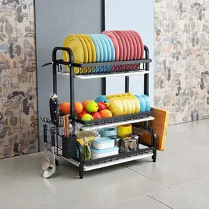 3-Tier Kitchen Dish Drying Rack With Cutlery Storage Organizer