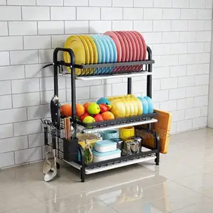 3 Tier Dish Drying Rack With Plate, Bowl and Utensil Storage