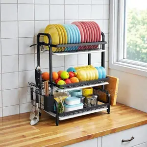 Large Capacity 3 Tier Kitchen Dish Rack Countertop Storage Organizer