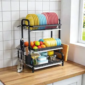 Modern 3 Layer Kitchen Dish Rack Plate Bowl Cup Drying Organizer