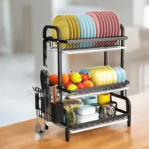 Multifunction 3 Tier Dish Drying Rack With Plate and Utensil Storage