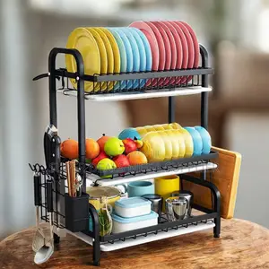 Large Capacity 3 Tier Kitchen Dish Rack Countertop Storage Organizer