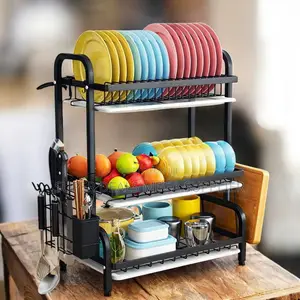 Modern 3 Layer Kitchen Dish Rack Plate Bowl Cup Drying Organizer