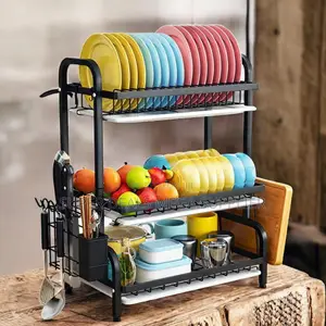 Extra Large 3 Tier Dish Drying Rack Plate Bowl Cup Organizer