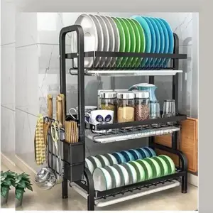 All in One 3 Tier Dish Rack Kitchen Storage and Drying Solution