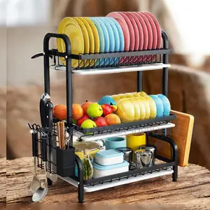Space Saver 3 Tier Dish Drying Rack Metal Kitchen Organizer