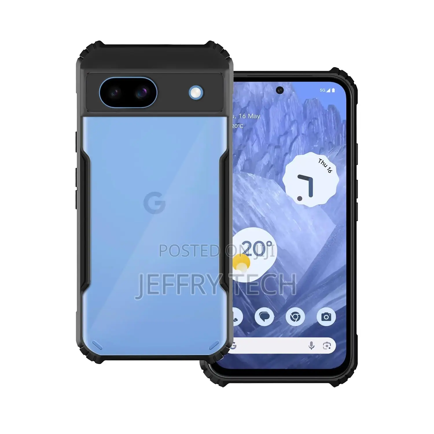 Degree Protection Black Border Back Cover for Google Pixel 8a - Black