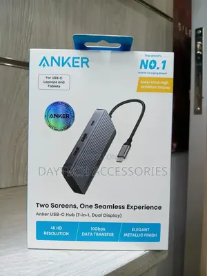 Anker 7-in-1 Usb C Docking Station Dual Hdmi Display Adapter - Black