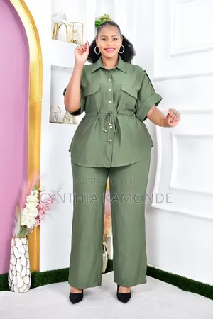 Buttoned Linen Trouser Suits