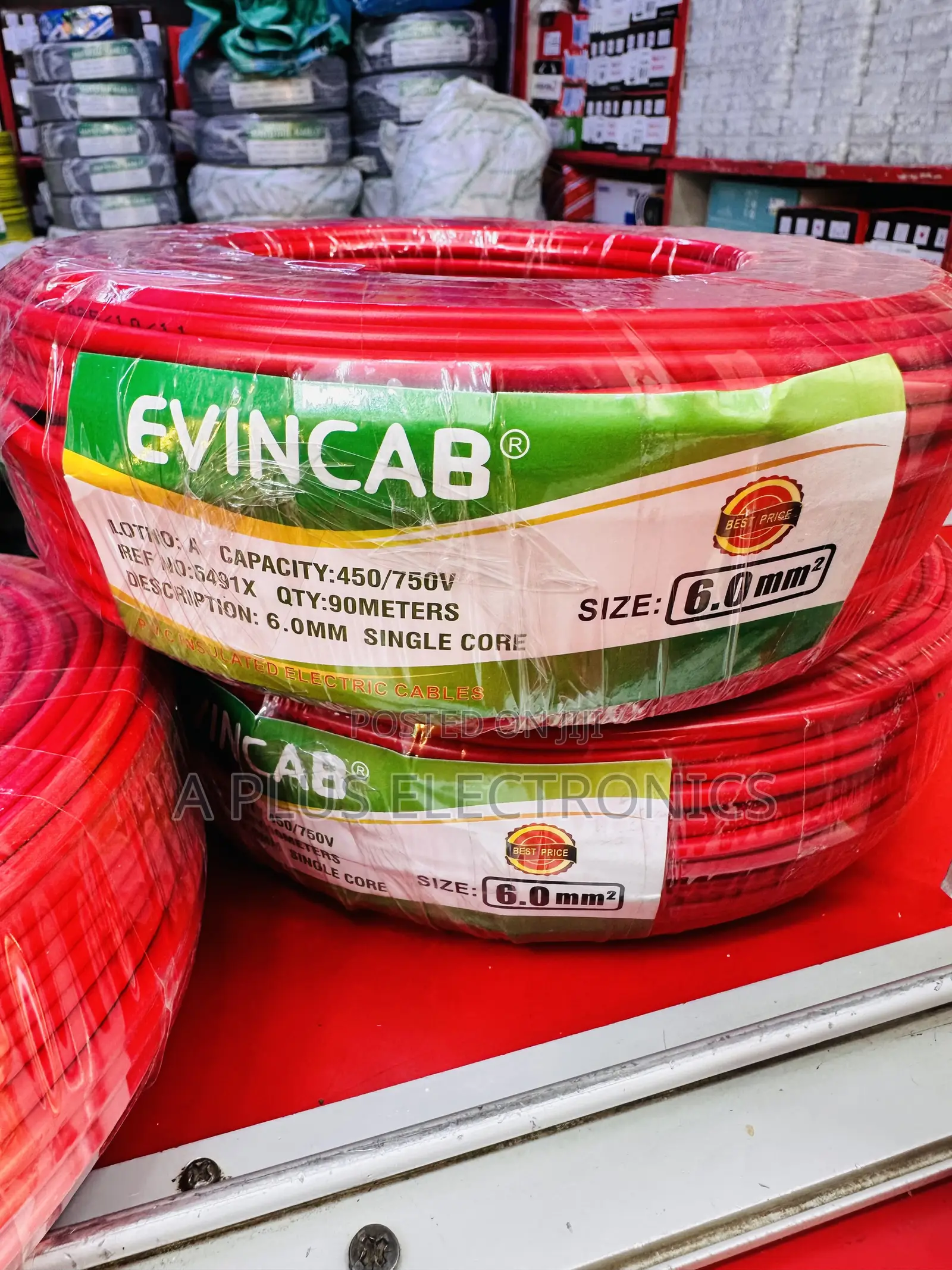 Evincab 6.0mm Single Core Wiring Cable 90m Wire(Red) – Durable Cable