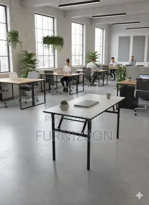 Rectangular Event Wooden Folding Table With Metal Stand