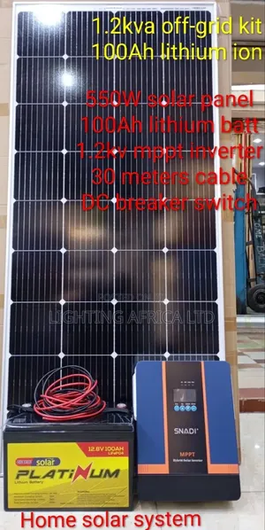 1.2kva Off-Grid System - 100ah Lithium Battery - (2)500w Solar Panels.