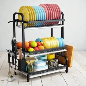 Sturdy Metal 3 Tier Dish Drying Rack Kitchen Storage Organizer