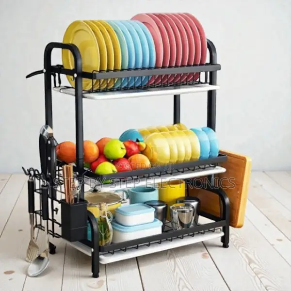 Sturdy Metal 3 Tier Dish Drying Rack Kitchen Storage Organizer