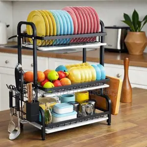Durable 3 Tier Dish Rack With Removable Drain Trays