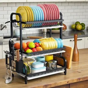 Kitchen Counter 3 Tier Dish Drying Rack With Plate Bowl Holder