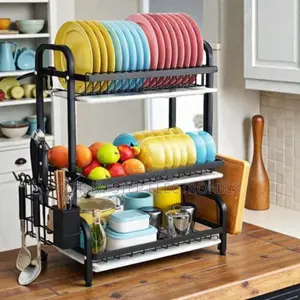 Strong Metal 3 Tier Dish Drying Rack With Utensil Basket
