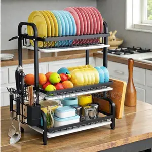 All-in-One 3 Tier Dish Rack Kitchen Storage Drying Solution